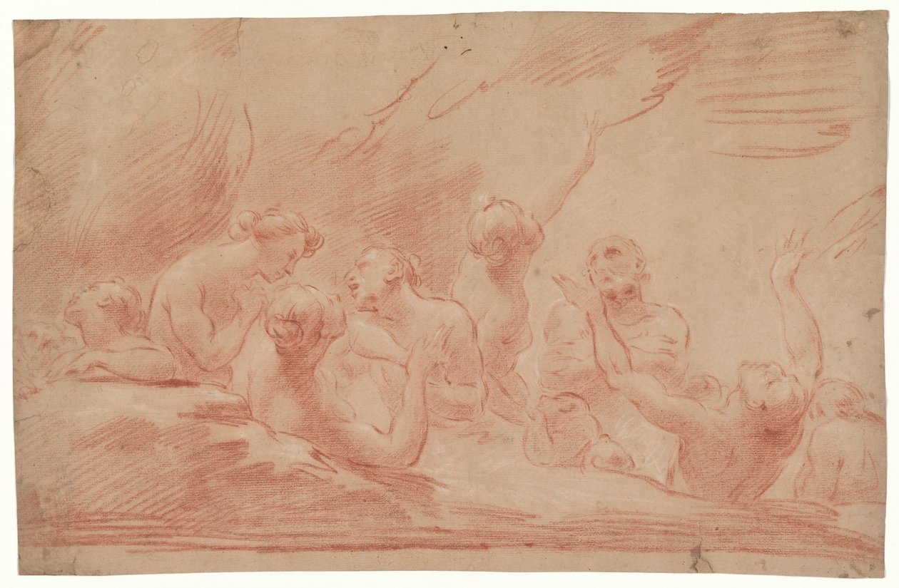 Seelen im Fegefeuer, Studie für Der selige Johannes Burali bittet die selige Jungfrau, für die Seelen im Fegefeuer zu intervenieren, San Bartolomeo, Bologna tekijältä Ubaldo Gandolfi