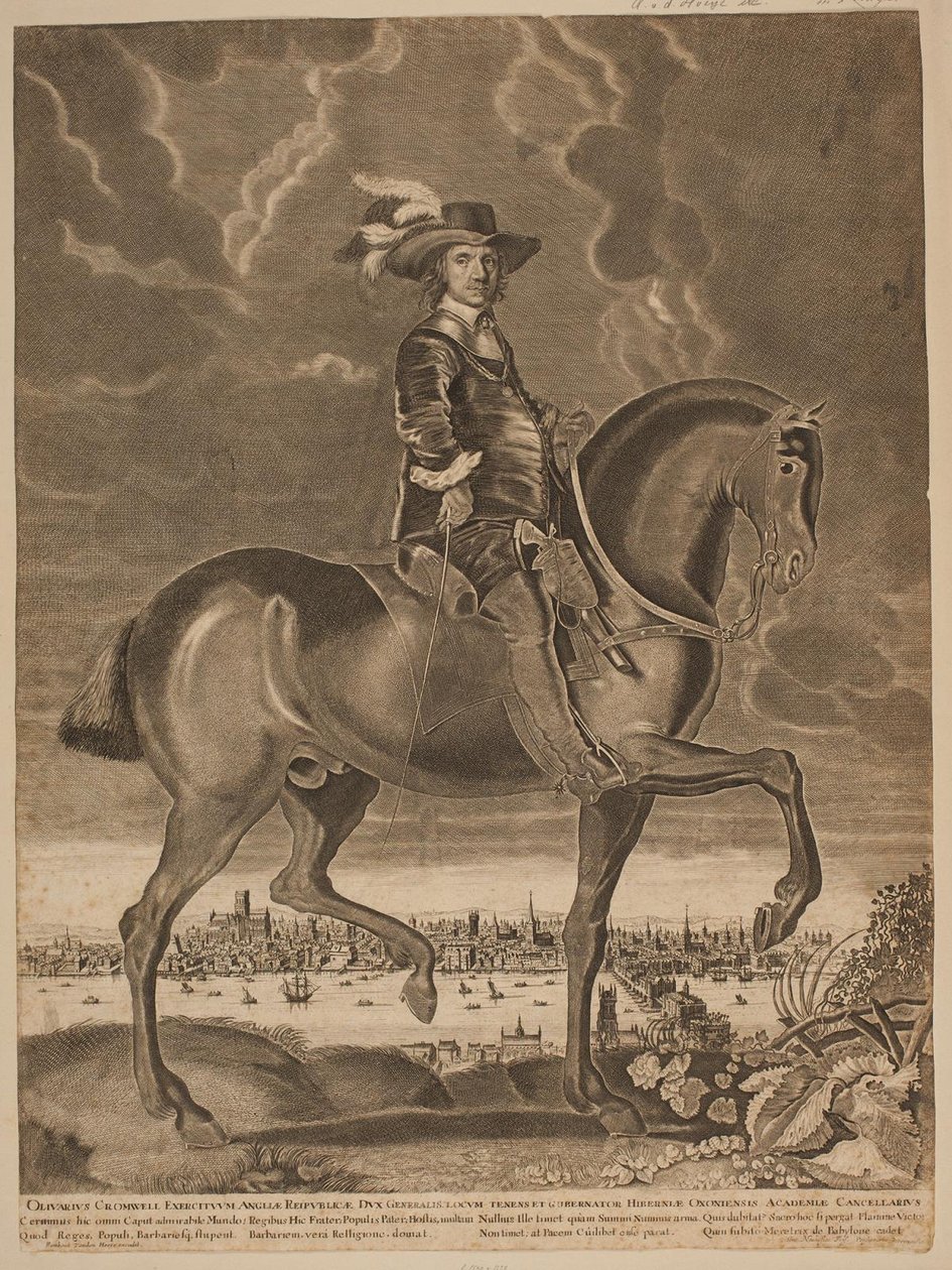 Oliver Cromwell hevosen selässä tekijältä Ubekendt