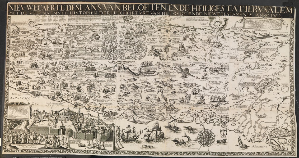 Uusi carte des lants lupausten ja pyhän kaupungin Jerusalemin. tekijältä Ubekendt nederlandsk aktiv midten af 1600 tallet