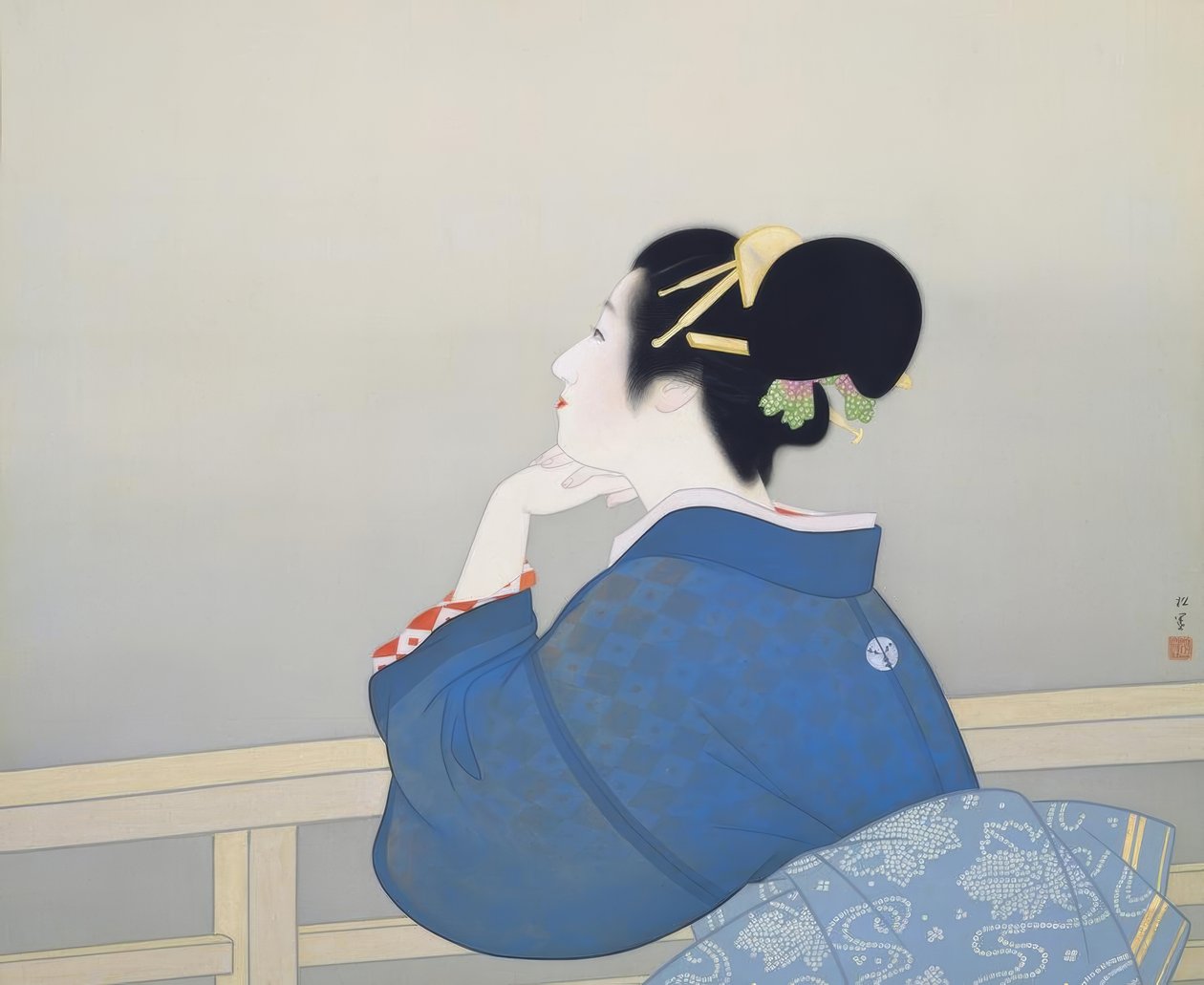 Nainen odottaa kuun nousua tekijältä Uemura Shoen