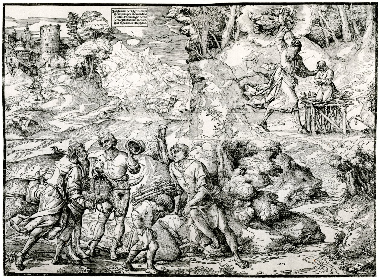Abrahamin uhri, 1516-1518, 1937 tekijältä Ugo da Carpi