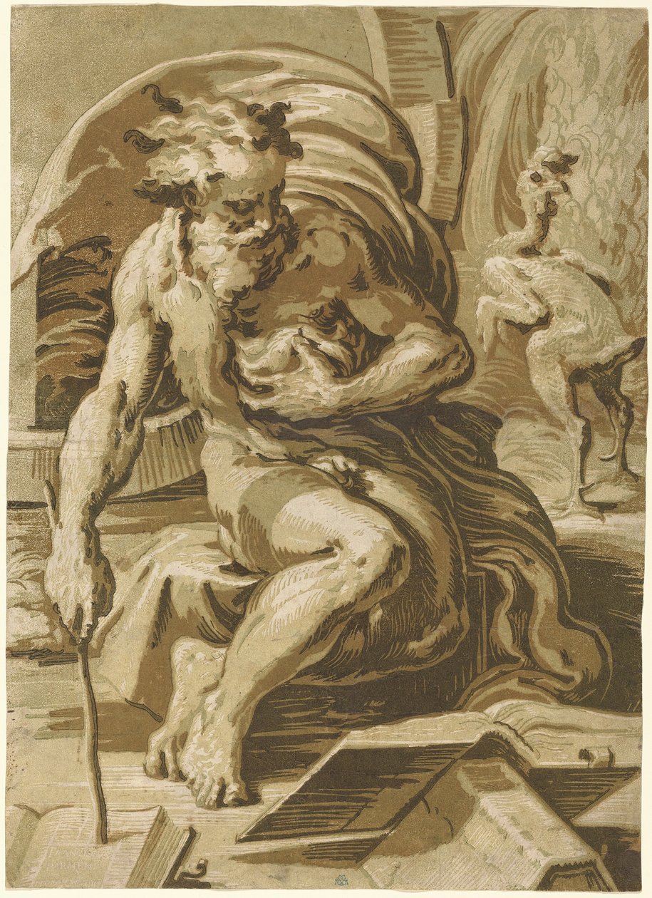 Diogenes tekijältä Ugo da Carpi, after Parmigianino