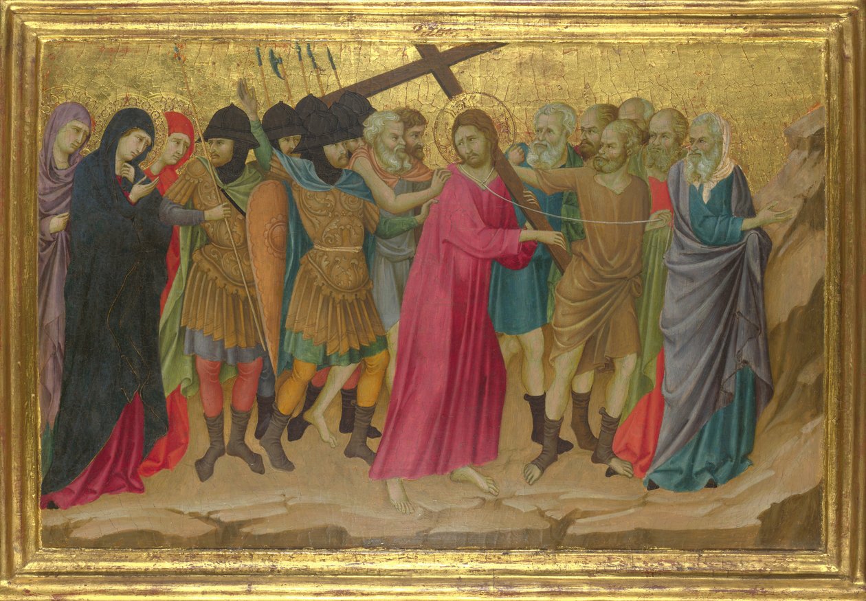 Tie Golgatalle Santa Crocen basilikasta, Firenzestä, n. 1324-1325 tekijältä Ugolino di Nerio
