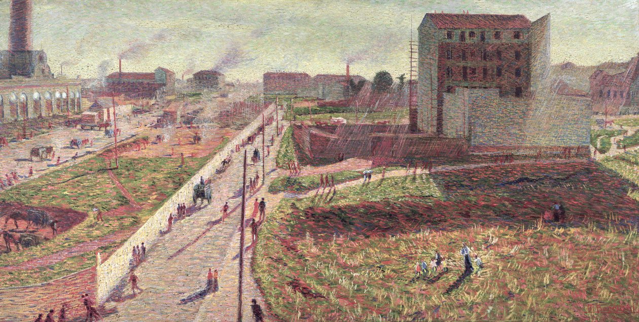 Työpajat Porta Romanassa, 1909 tekijältä Umberto Boccioni