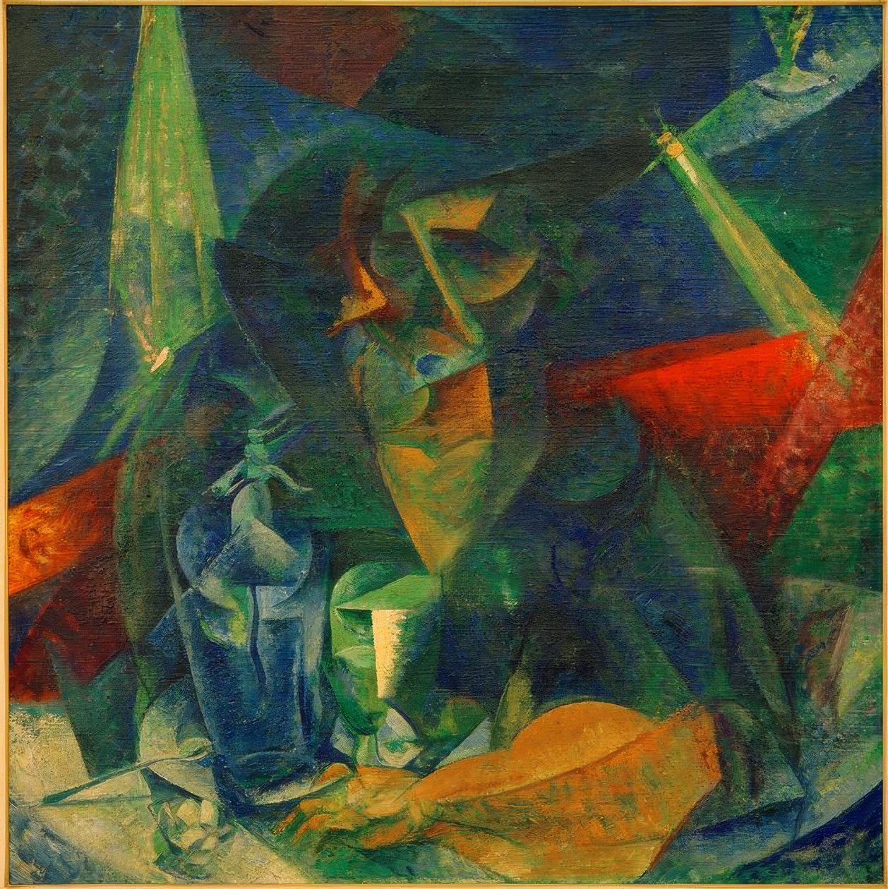 Nainen kahvilassa (Naisen hahmon hajoaminen pöydässä) tekijältä Umberto Boccioni