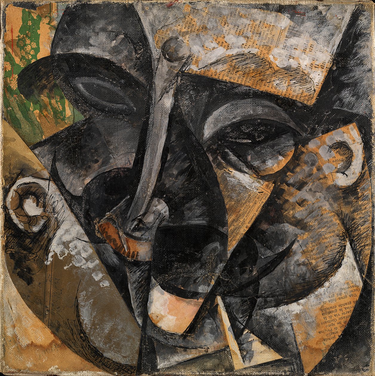 Miehen pään dynamiikka tai naisen pään koostumus tai ihmisen pään hajoaminen tai miehen pään voimat (Dinamismo di una testa di uomo), Umberto Boccioni tekijältä Umberto Boccioni