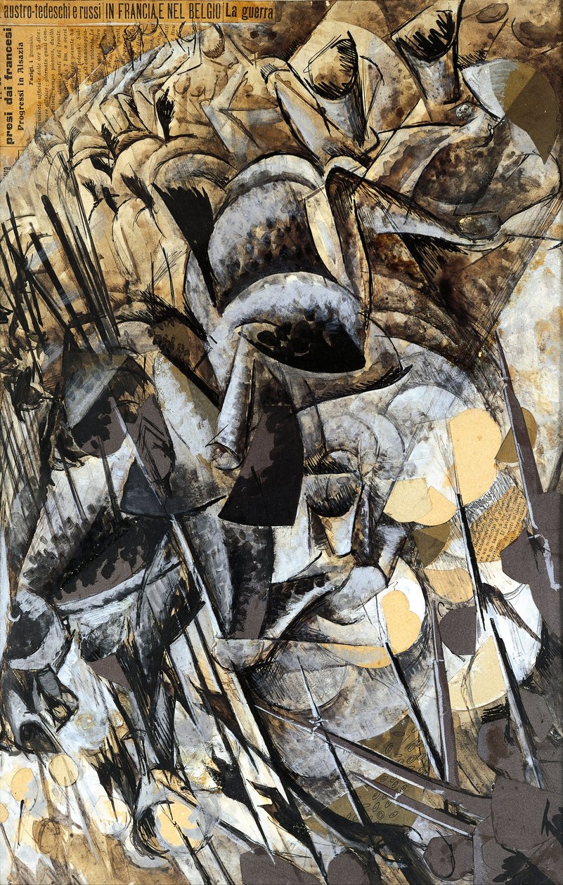 Italia, Milano, maalaus The Charge of the Lancers tekijältä Umberto Boccioni