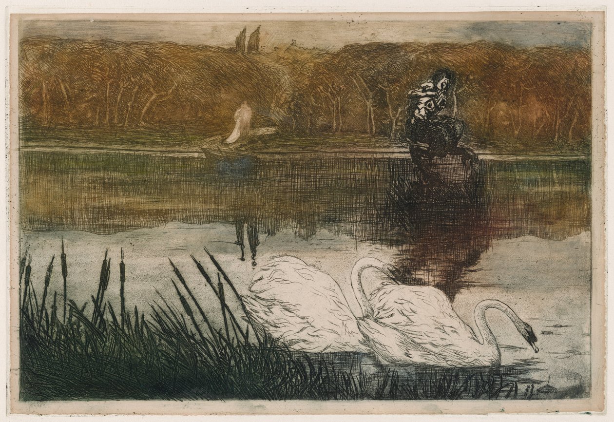 Järvi ja joutsenia tekijältä Umberto Boccioni