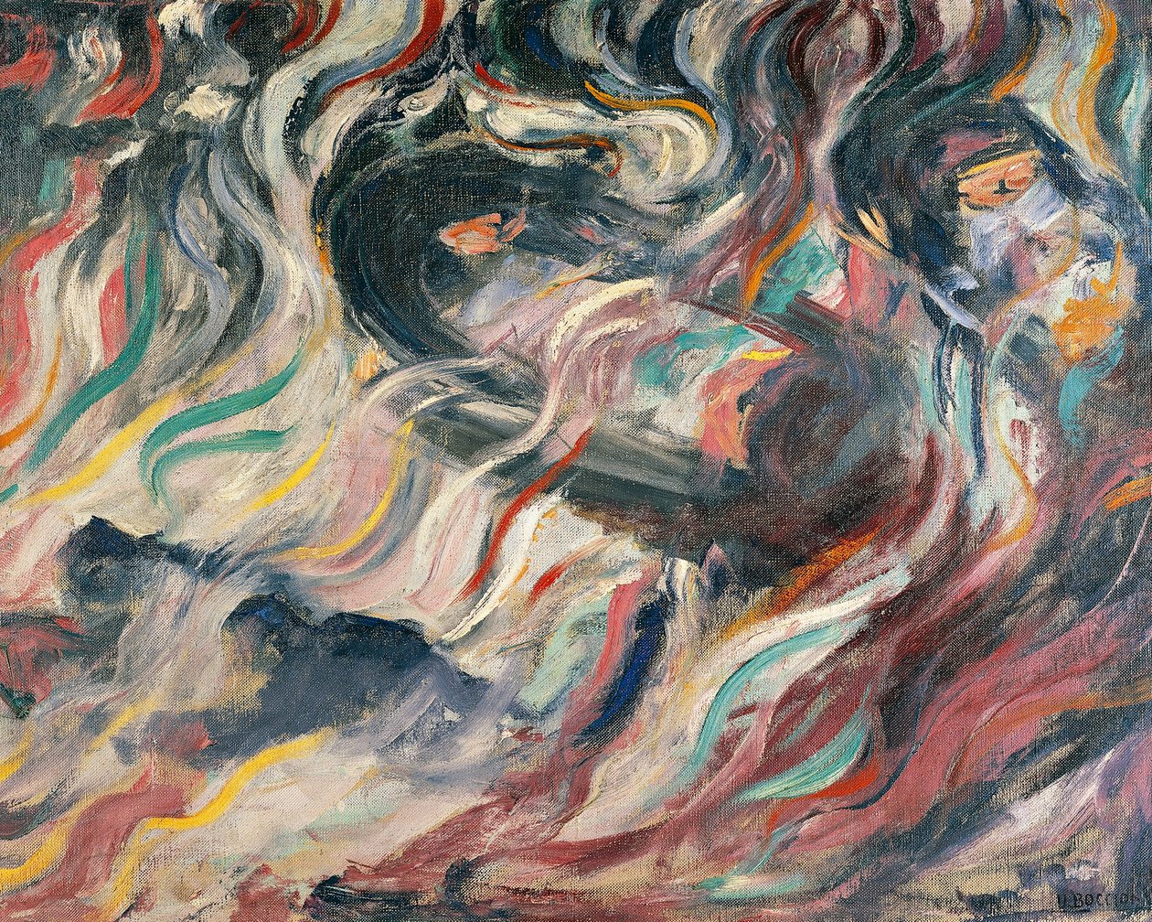 Tunnelmat: hyvästit, Umberto Boccioni (1882-1916), yksityiskohta tekijältä Umberto Boccioni