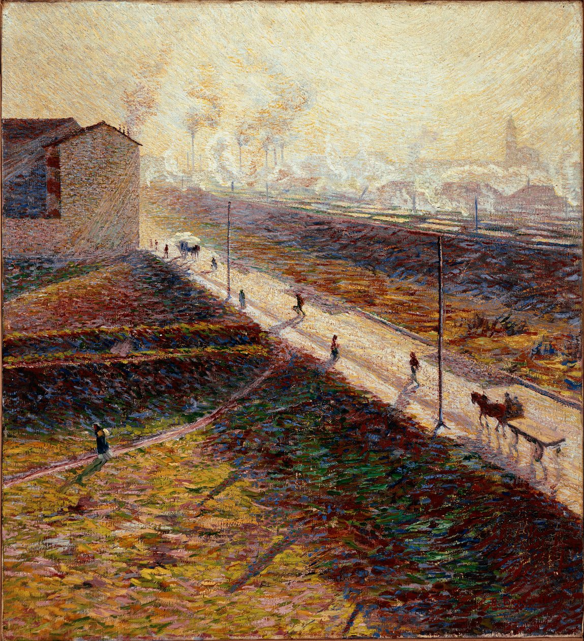 Aamu tai "" Esikaupunkitie varhain aamulla"" Umberto Boccionin (1882-1916) maalaus 1909 Su. 60x55 cm Yksityinen kokoelma tekijältä Umberto Boccioni