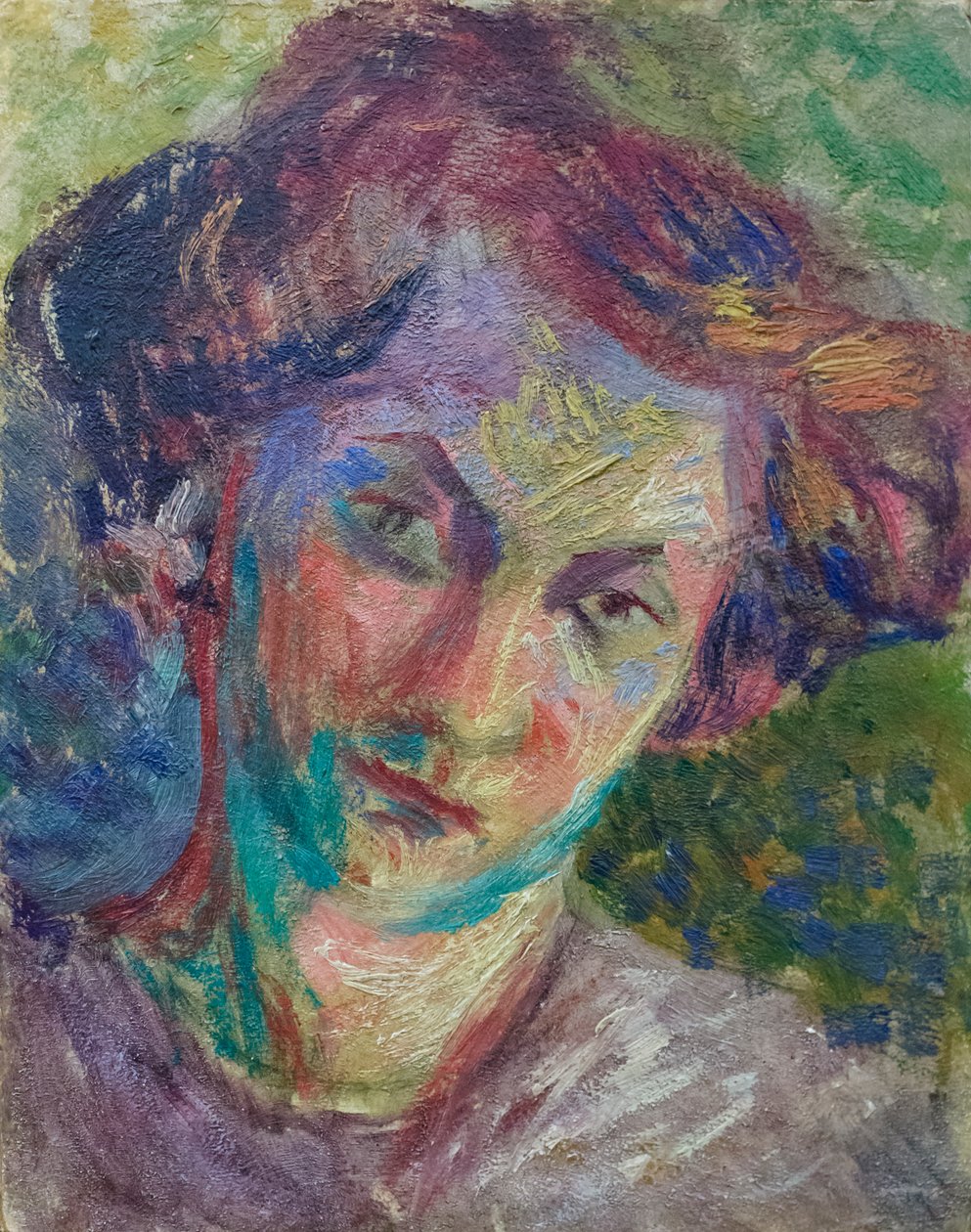Naisen muotokuva, n. 1909-1910 (öljy kankaalle) tekijältä Umberto Boccioni