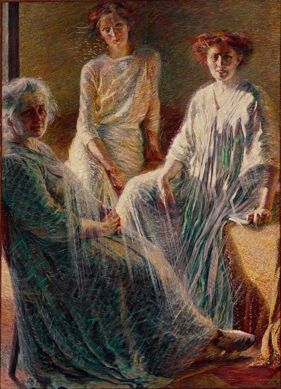 Kolme naista Kaikki kolme valkoisen värisiä symboloivat kolmea elämänaikaa. Umberto Boccionin (1882-1916) maalaus 1909-1910 Sun. 180x132 cm Yksityinen kokoelma tekijältä Umberto Boccioni