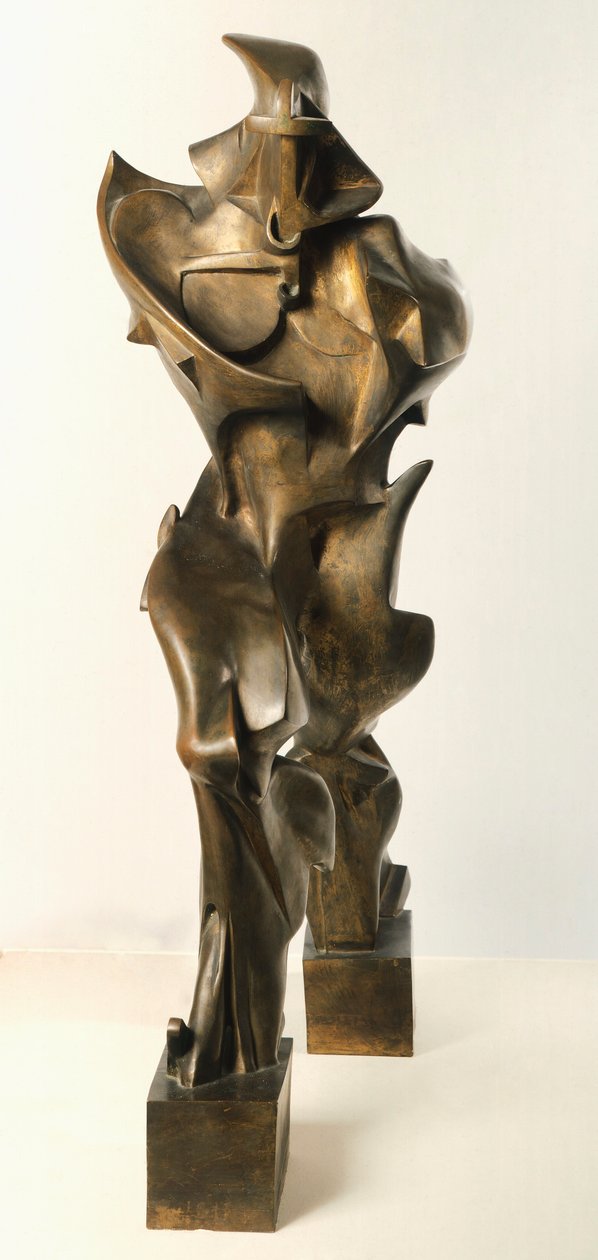 Ainutlaatuiset jatkuvuuden muodot avaruudessa, Umberto Boccioni (1882-1916), pronssiveistos tekijältä Umberto Boccioni