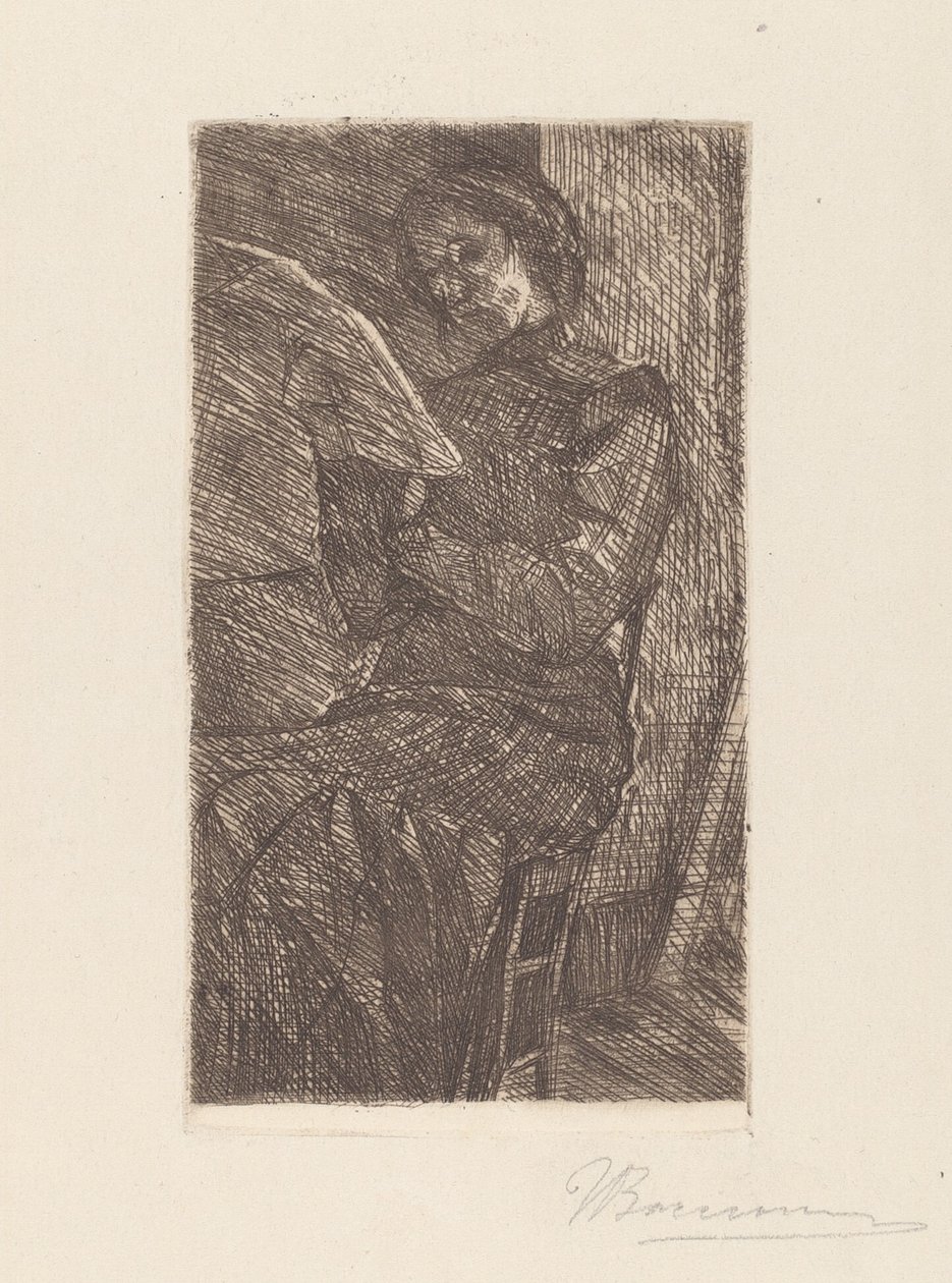 Nainen lukee tekijältä Umberto Boccioni