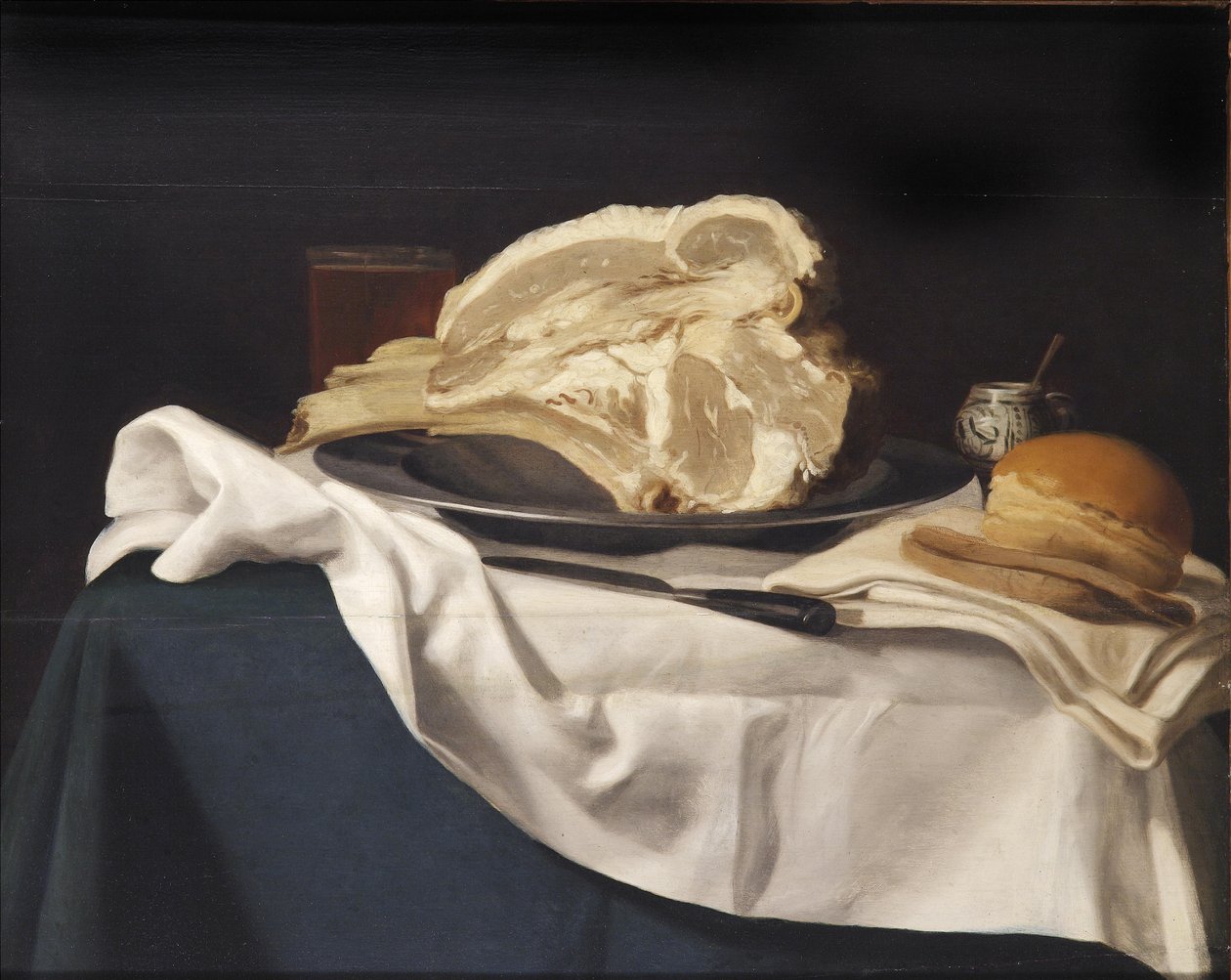 Stillleben mit Fleisch und Brot tekijältä Umkreis des Johann Michael Hambach