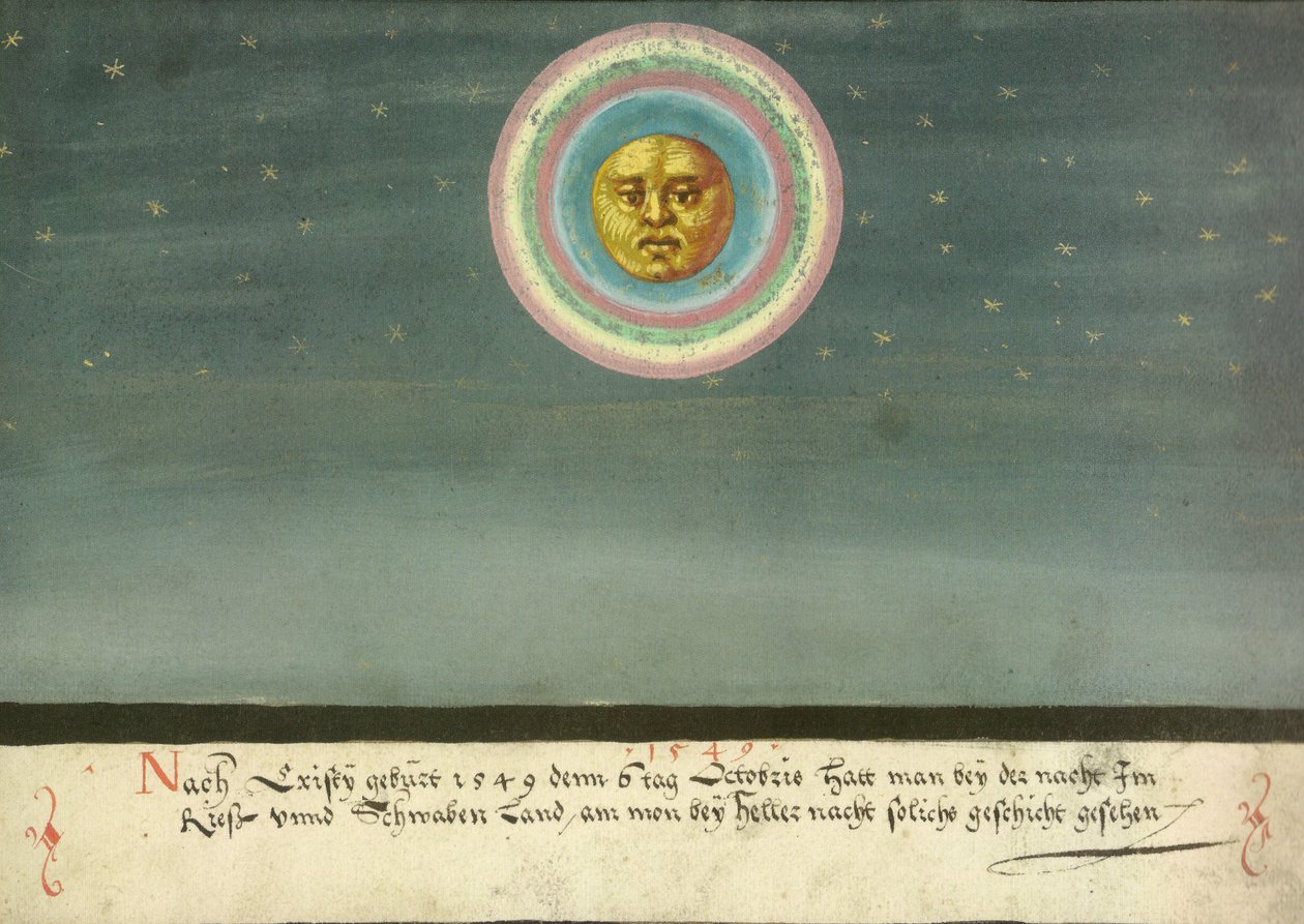 Augsburger Wunderzeichenbuch- Folio 163- Mondhalo über Schwaben tekijältä Unbekannt Unbekannt