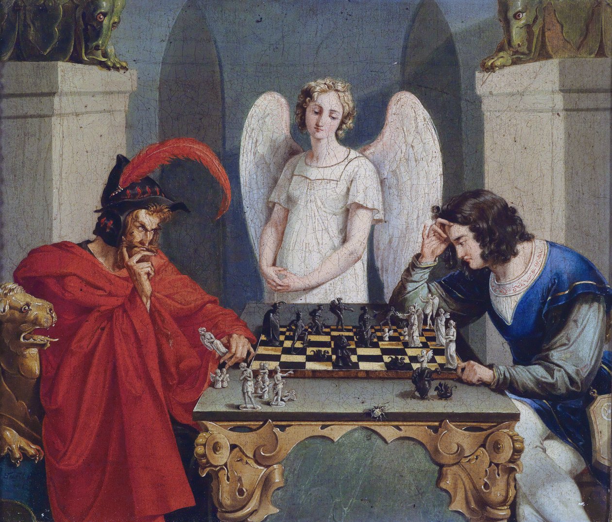 Faust und Mephisto beim Schachspiel tekijältä Unbekannt Unbekannt