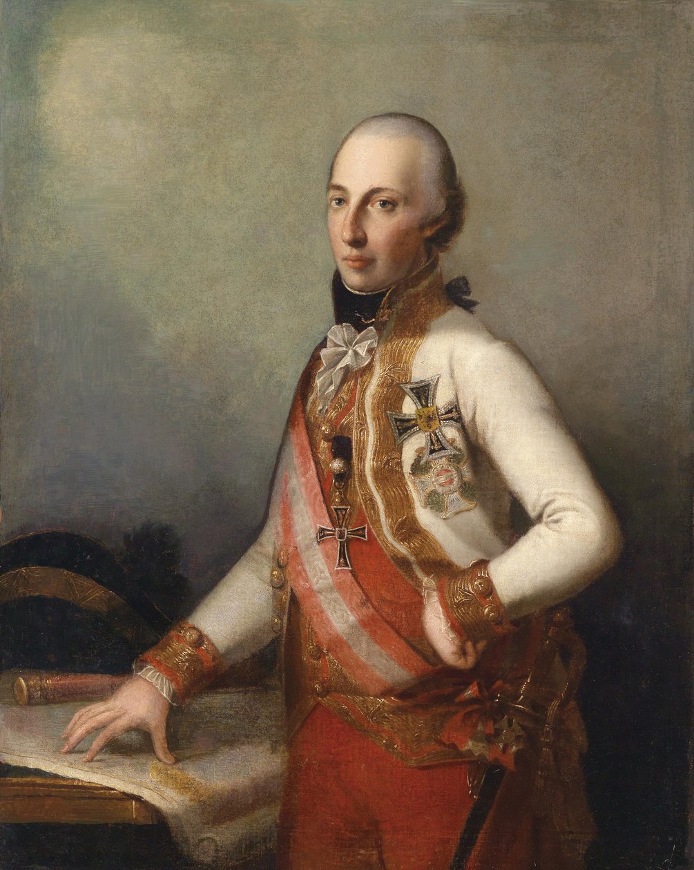 Feldmarschall Erzherzog Karl in Uniform mit dem Großkreuz des Militär-Maria Theresien-Ordens und den Insignien eines Hochmeisters des deutschen Ritterordens tekijältä Unbekannt Unbekannt