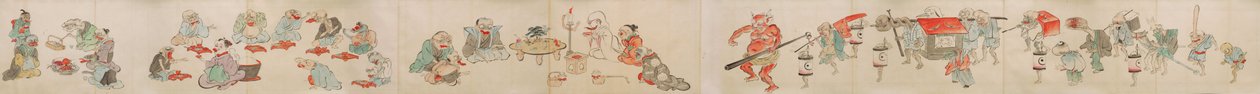 Japanilainen rulla, joka kuvaa Yokai/youkai kihlausta, avioliittoa ja kotielämää tekijältä Unbekannt Unbekannt