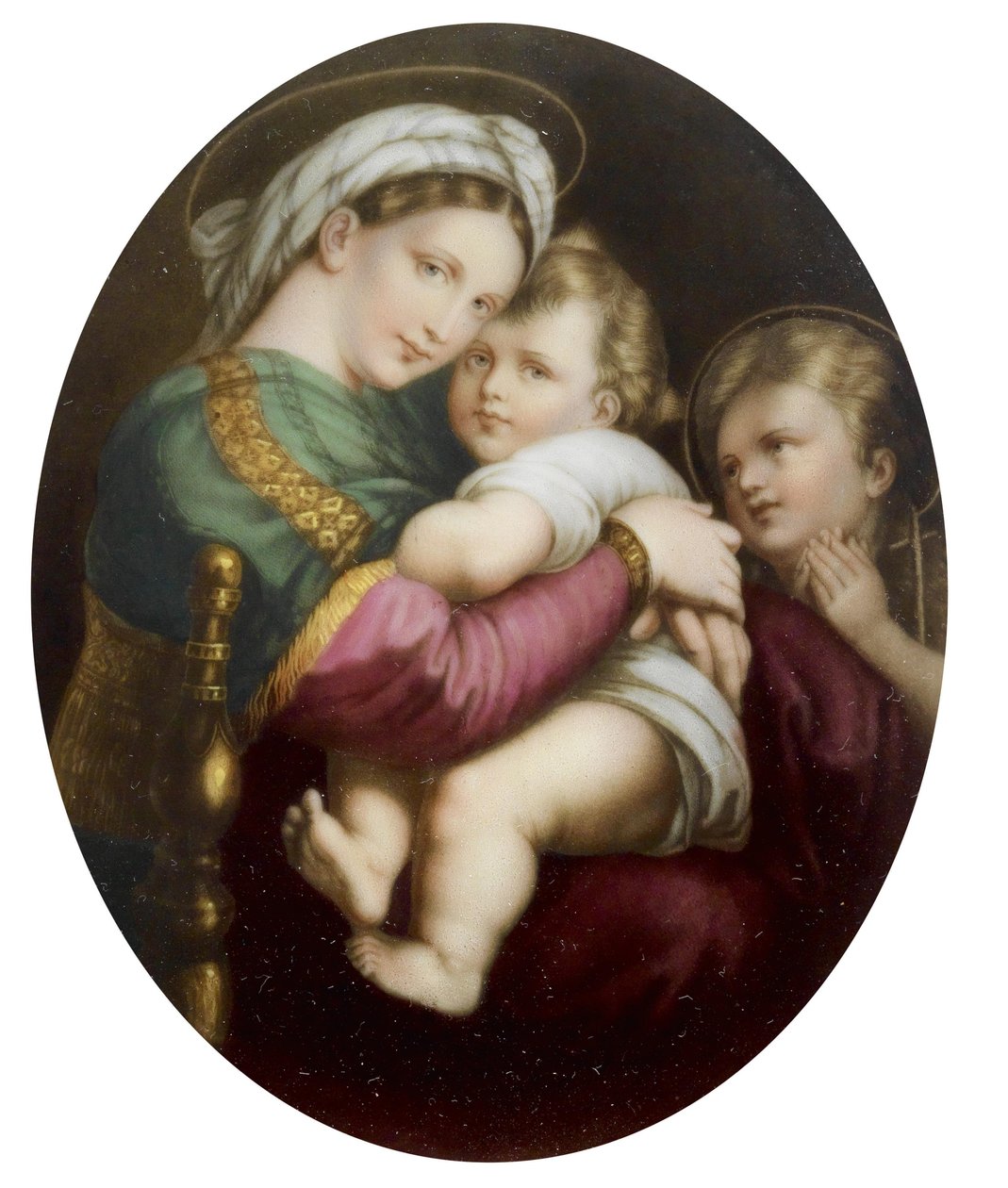 Porzellan-Medaillon ja Madonna della sedia von Raffael tekijältä Unbekannt Unbekannt