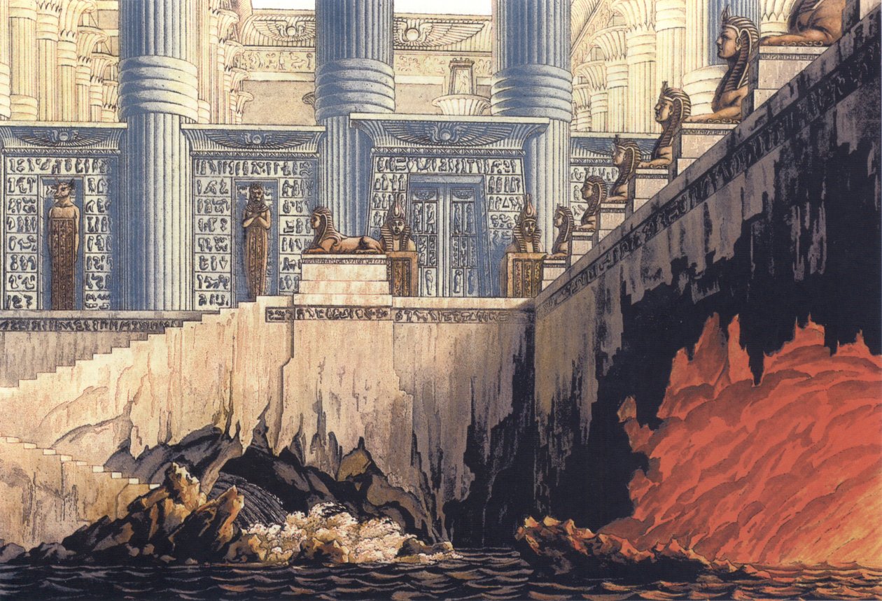 Szenenentwurf zu Mozarts Zauberflöte, Feuer- und Wasserprobe tekijältä Unbekannt Unbekannt