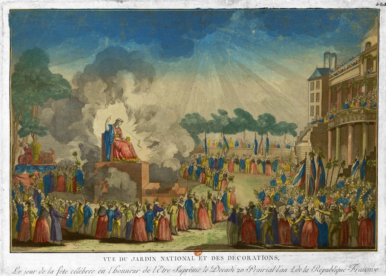 Vue du jardin national et des décorations, le jour de la fête célébrée en l’honneur de l’être suprême (Korkeimman olennon festivaali) tekijältä Unbekannt Unbekannt