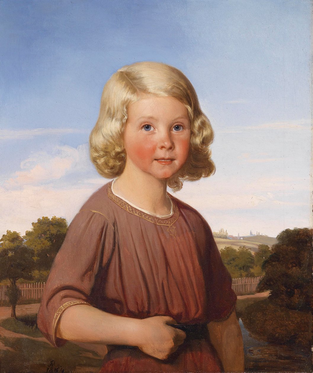 Knabenportrait vor einer weiten Landschaft tekijältä Unbekannt Unbekannt