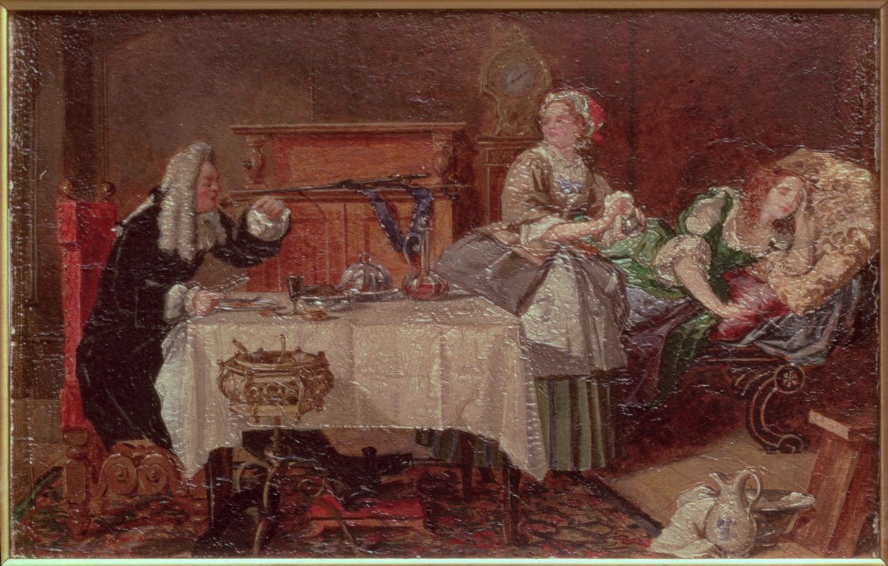 Kohtaus Molieren "Tartuffe", 1850 (öljy) tekijältä Unbekannt Unbekannt