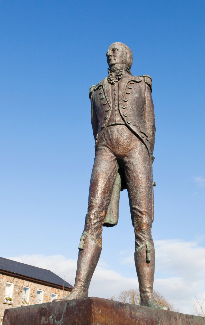 Bantry, West Cork, Irlanti. Patsas Theobald Wolfe Tone, 1763 - 1798, irlantilainen vallankumouksellinen ja United Irishmen -järjestön perustajajäsen, jota pidetään Irlannin republikaanien isänä. Patsas, jonka on kuvannut J tekijältä Unbekannt Unbekannt