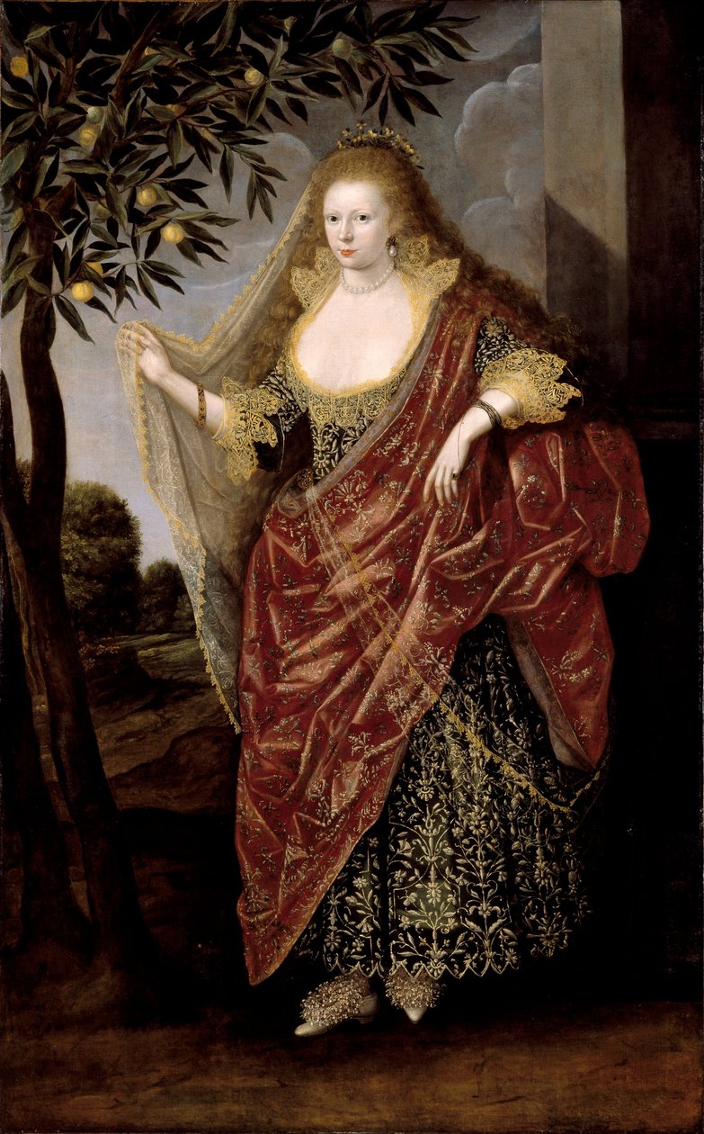 British School 1700 -luku - Naisen muotokuva, nimeltään Elizabeth, Lady Tanfield tekijältä Unbekannt Unbekannt