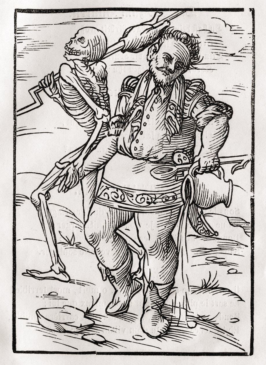 Kuolema tulee Cookille, "Der Todten Tanz", julkaistu Basel, 1843 tekijältä Unbekannt Unbekannt