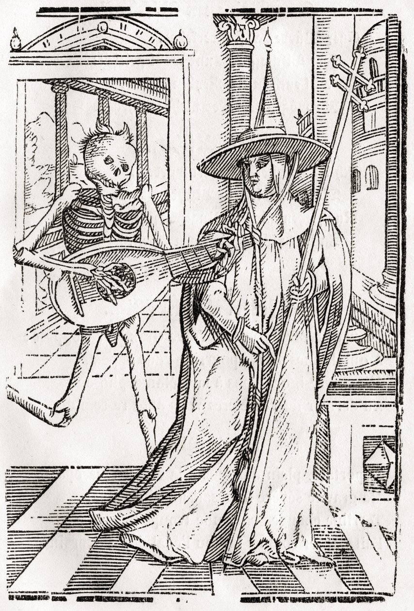Kuolema tulee kardinaalille, "Der Todten Tanz", julkaistu Basel, 1843 tekijältä Unbekannt Unbekannt