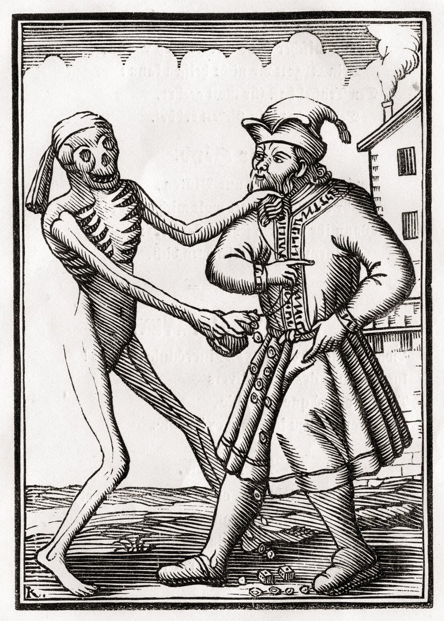 Kuolema tulee juutalaiselle, "Der Todten Tanz", julkaistu Basel, 1843 tekijältä Unbekannt Unbekannt