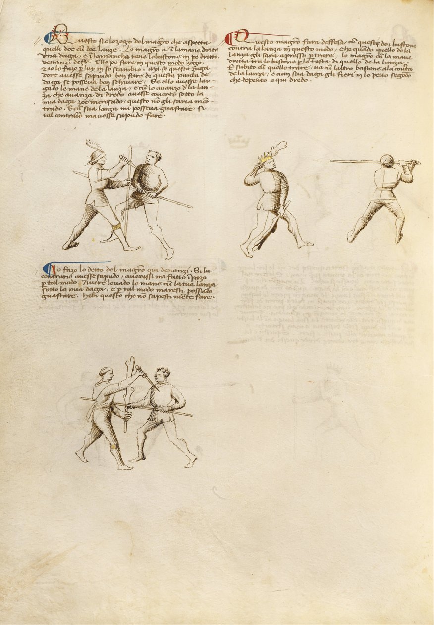 Getty Ms. Ludwig XV 13 31v - Fiore dei Liberi - taistelu tikarin ja sauvan kanssa (6895480) tekijältä Unbekannt Unbekannt
