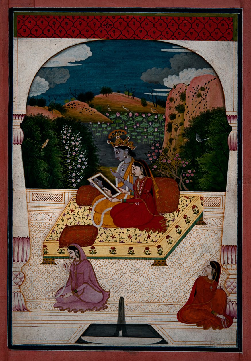 Krishna ja Radha katsovat peiliin. tekijältä Unbekannt Unbekannt