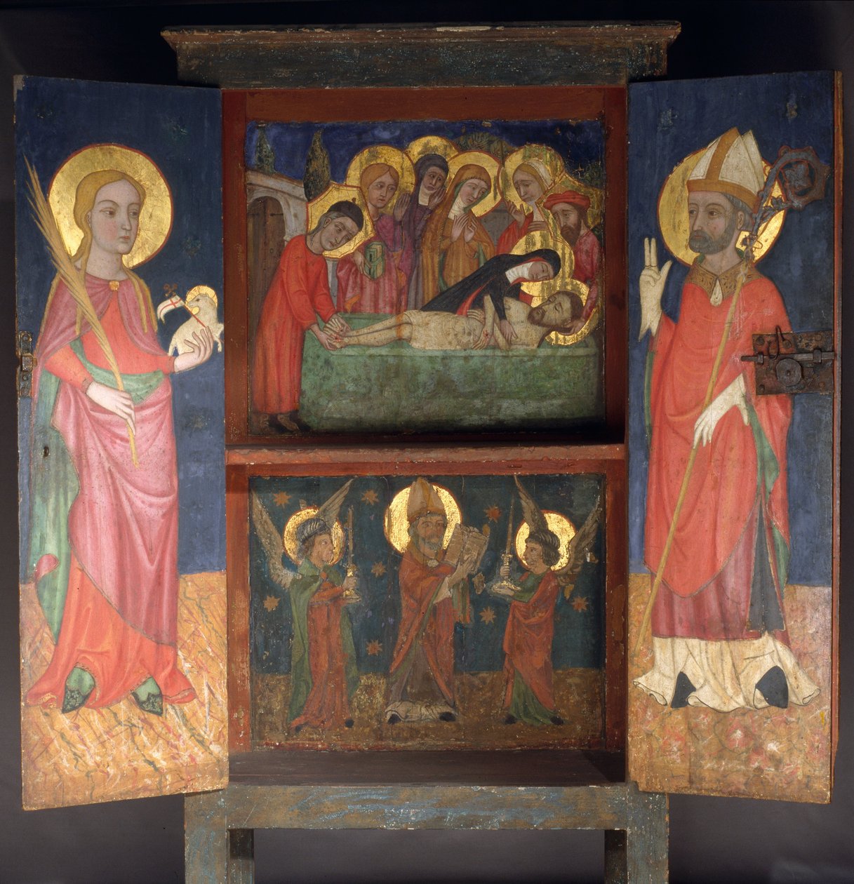 Liturginen kaappi, jossa on pyhä hautaus, pyhä Agnes ja piispa Saint tekijältä Unbekannt Unbekannt