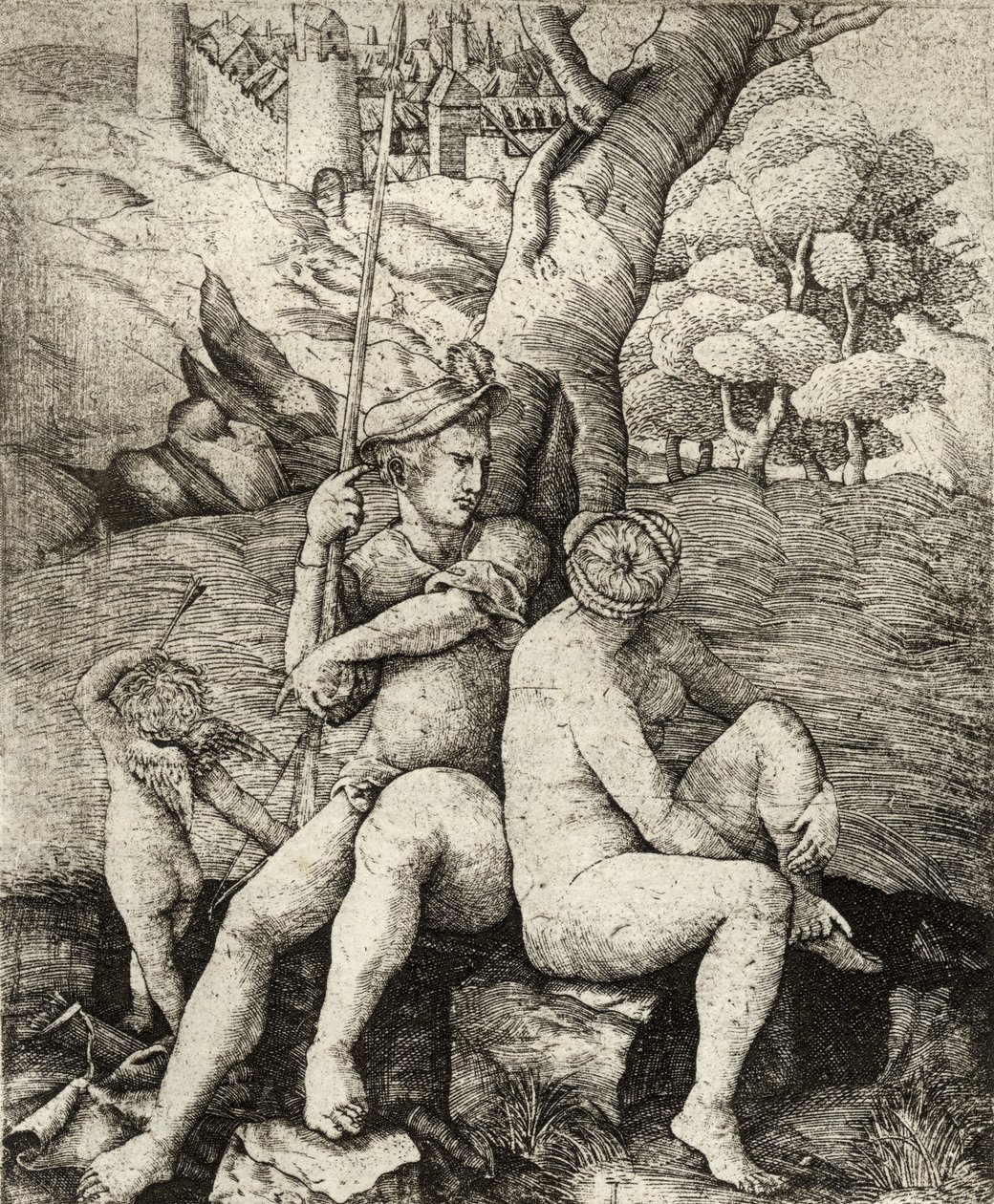 Mars ja Venus, Richard Fisherin teoksesta A Catalog of a Collection of kaiverruksia, etsauksia ja puupiirroksia, julkaistu 1879 tekijältä Unbekannt Unbekannt