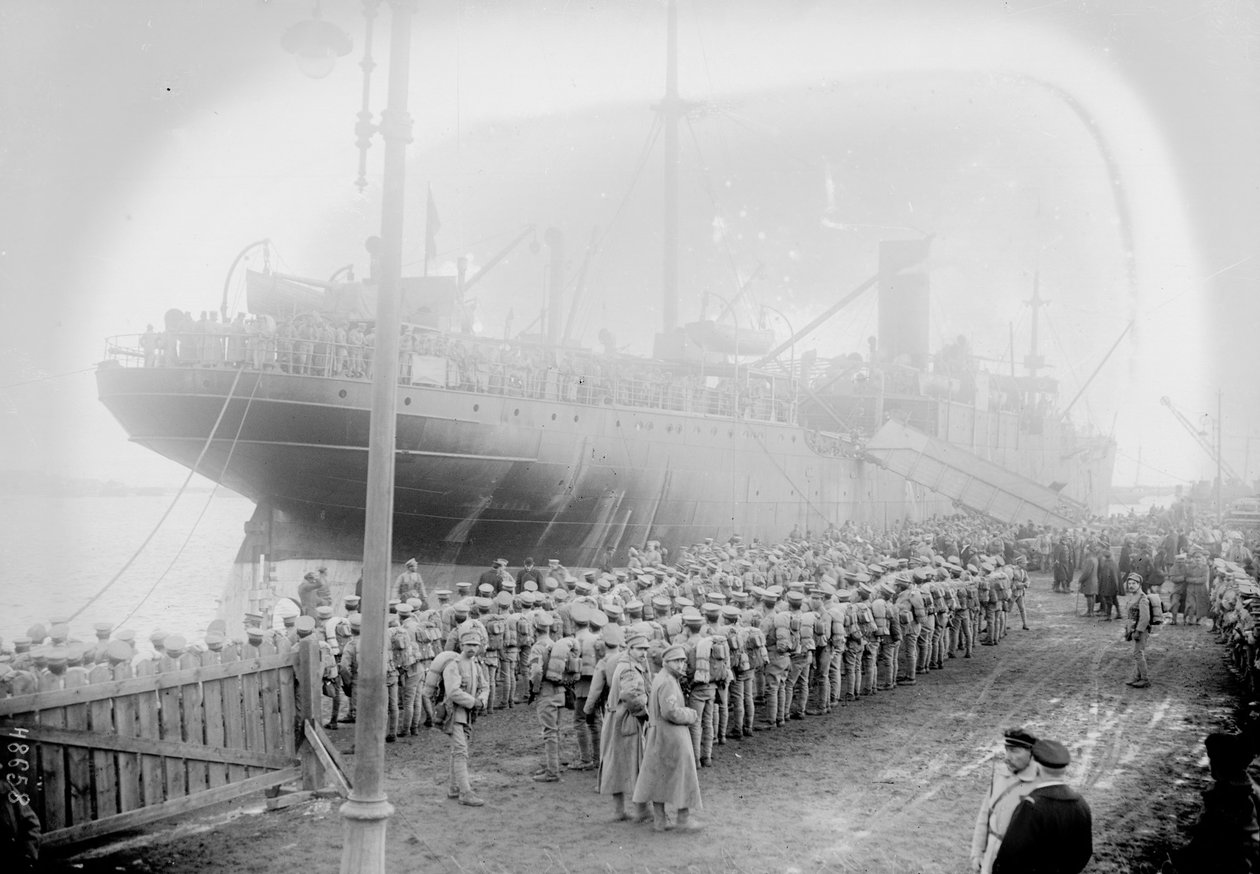 Portugalilaiset joukot poistumassa, Brest, 1917 tekijältä Unbekannt Unbekannt