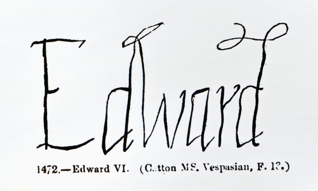 Jäljennös Edward VI:n (1537-1553) allekirjoituksesta tekijältä Unbekannt Unbekannt