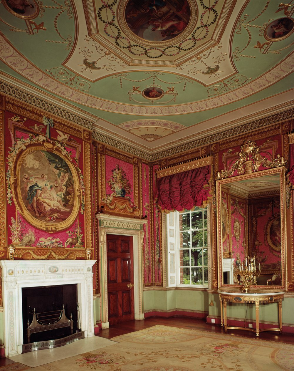 Adamin sivupöytä, laiturilasi ja takka Tapestry-huoneessa Osterley Parkissa, n. 1763 kuva tekijältä Unbekannt Unbekannt