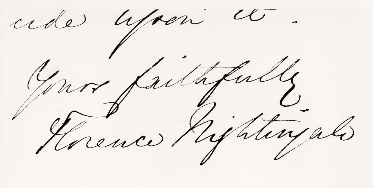Florence Nightingalen (1820-1910) allekirjoitus (kynä paperille) tekijältä Unbekannt Unbekannt