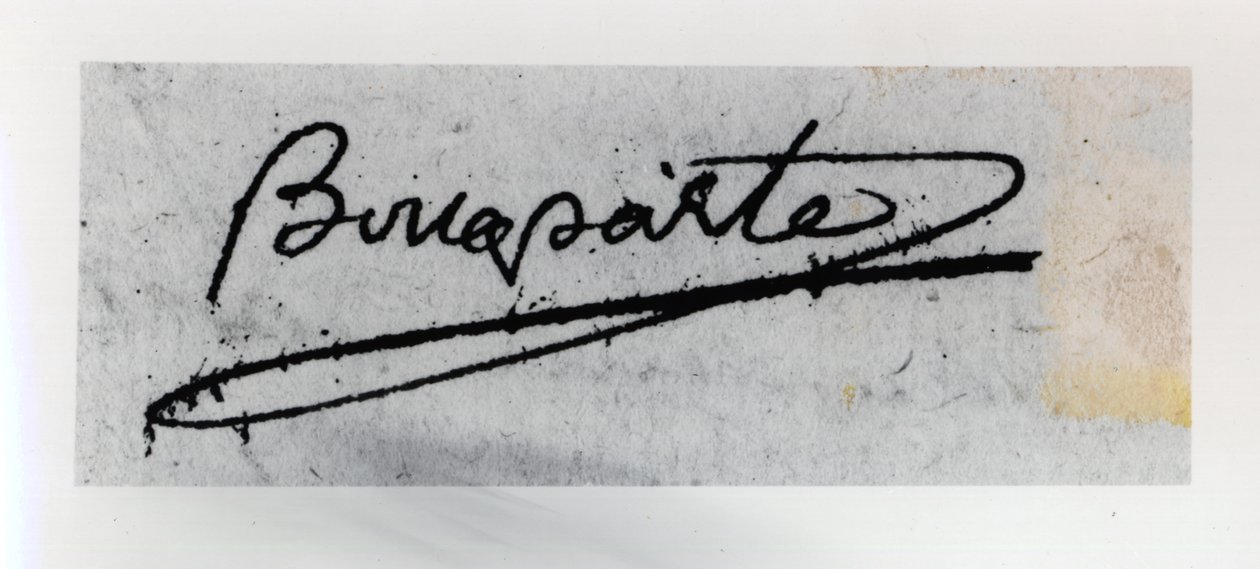 Napoleon Bonaparten (1769-1821) allekirjoitus (kynä ja muste paperille) tekijältä Unbekannt Unbekannt