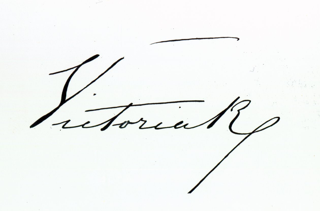 Kuningatar Victorian allekirjoitus (kynä ja muste paperille tekijältä Unbekannt Unbekannt