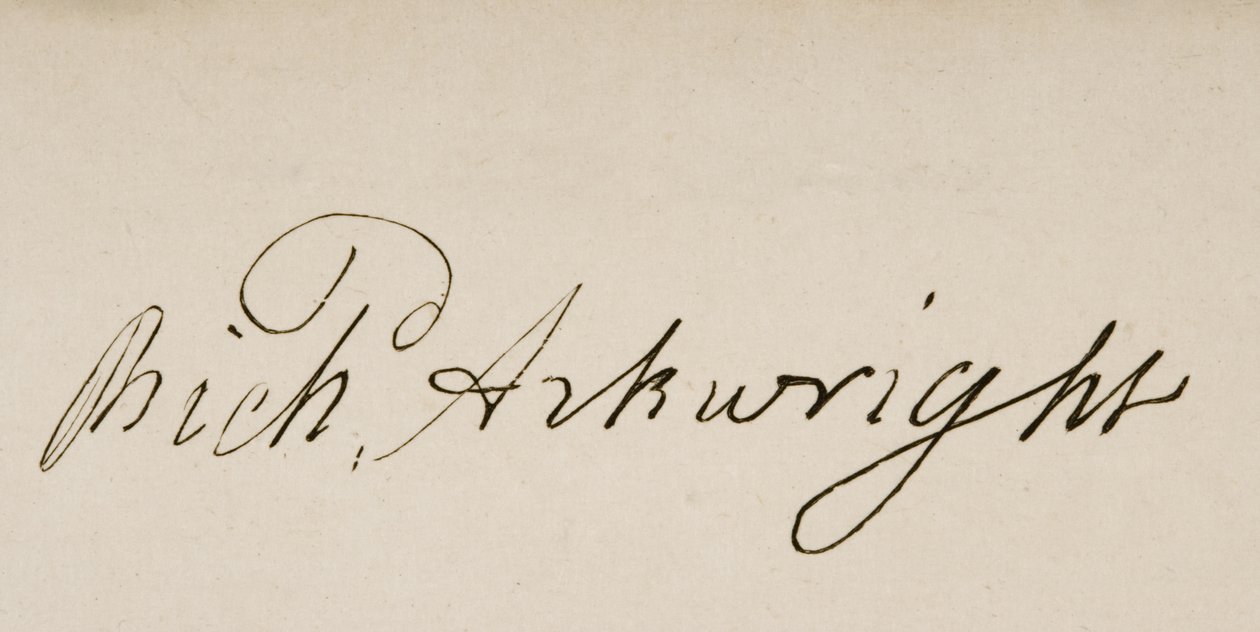 Sir Richard Arkwrightin (1732-93) allekirjoitus. tekijältä Unbekannt Unbekannt