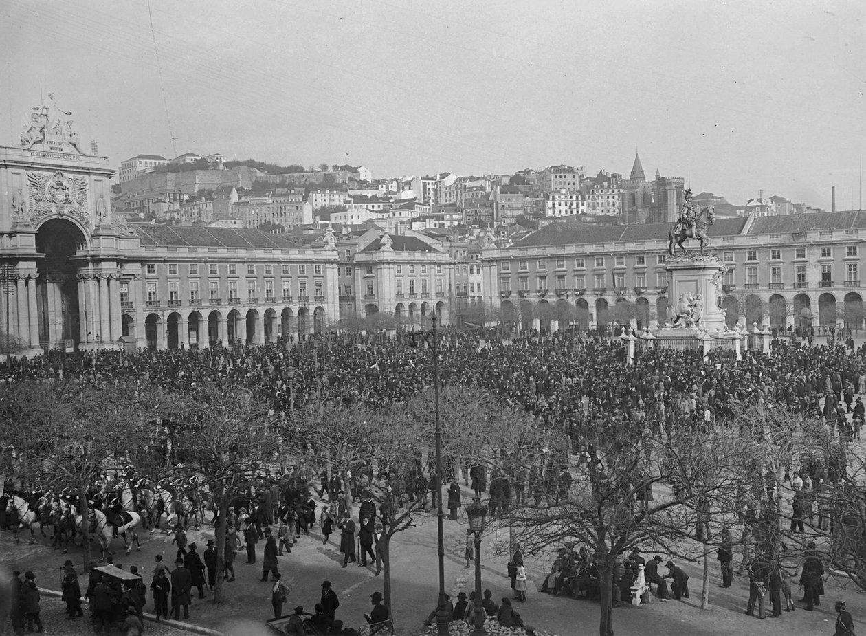 Voitonjuhlat Praca do Comerciossa, Lissabon, 1918 tekijältä Unbekannt Unbekannt