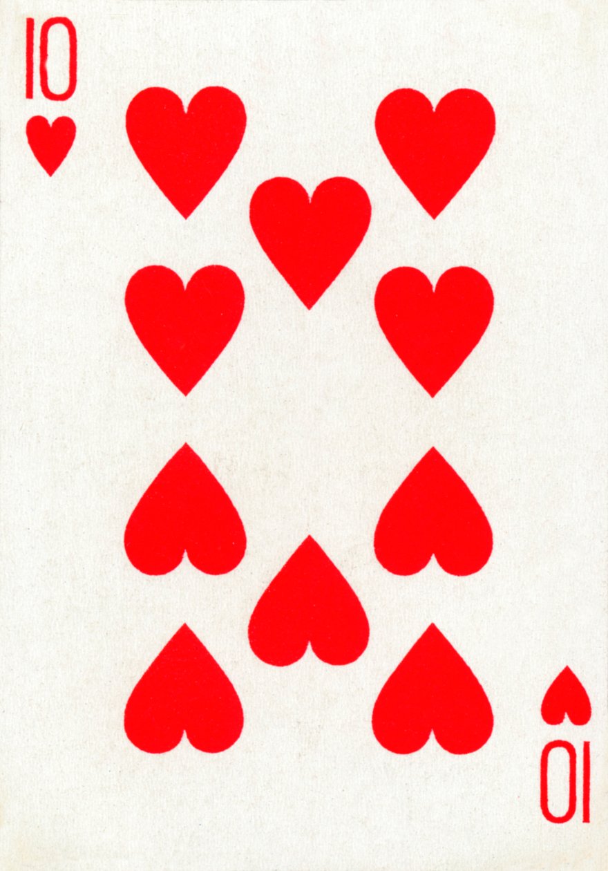 10 of Hearts Goodall & Son Ltd.:n pelikorttipakasta, vuodelta 1940 tekijältä Unbekannt