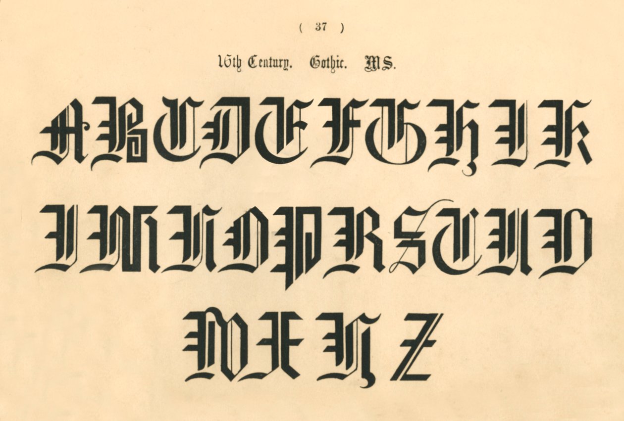 16. vuosisata. Gotiikka. MS, 1862 tekijältä Unbekannt