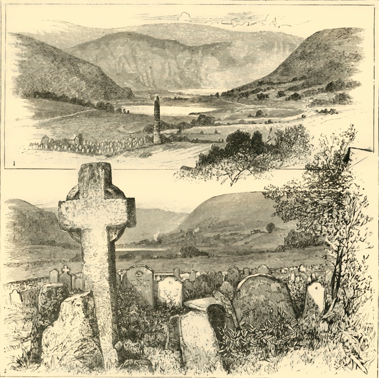 1. Glendaloughin laakso. 2. julkaisussa Glendalough., 1898. tekijältä Unbekannt