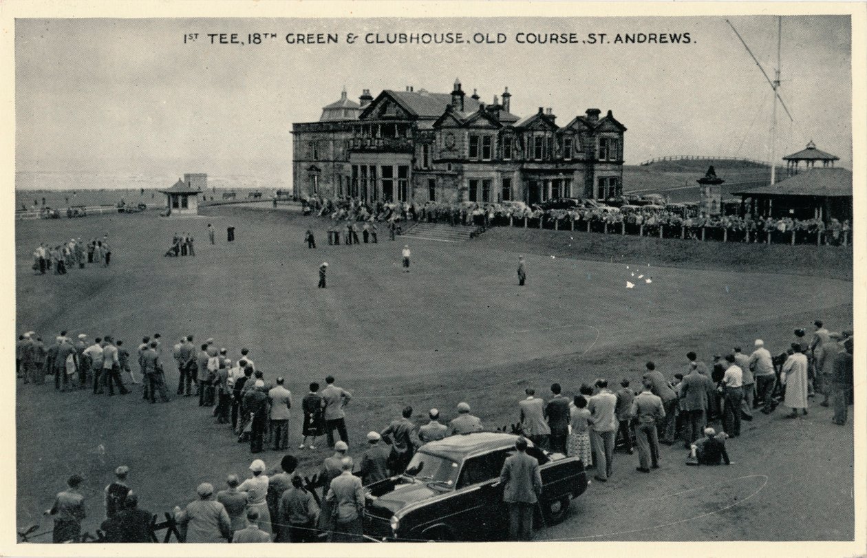 1st Tee, 18th Green & Clubhouse, Old Course, St. Andrews, 1955 tekijältä Unbekannt