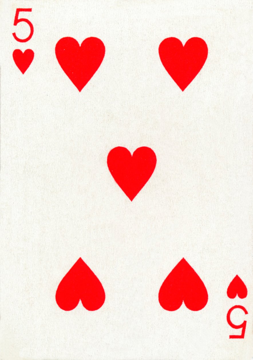 5 Hearts of Goodall & Son Ltd:n pelikorttipakasta, vuodelta 1940 tekijältä Unbekannt